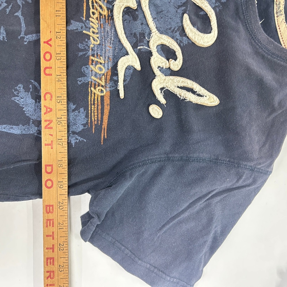 Y2K Surf Graphic Tee M Navy Palm Tree Coastal Mallcore Old Navy Beachwear - Picture 6 of 9